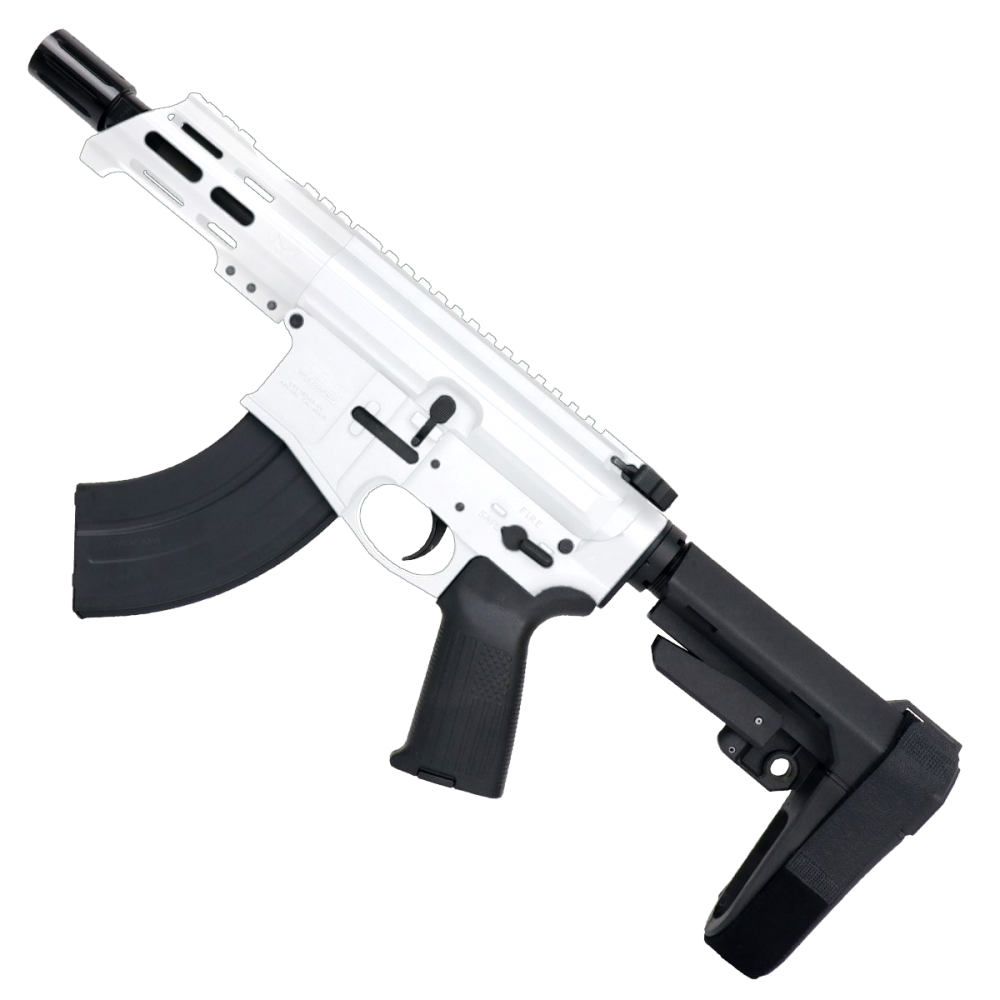 AR15 Micro 7.62x39 Pistol Billet Upper/ Lower-WHITE