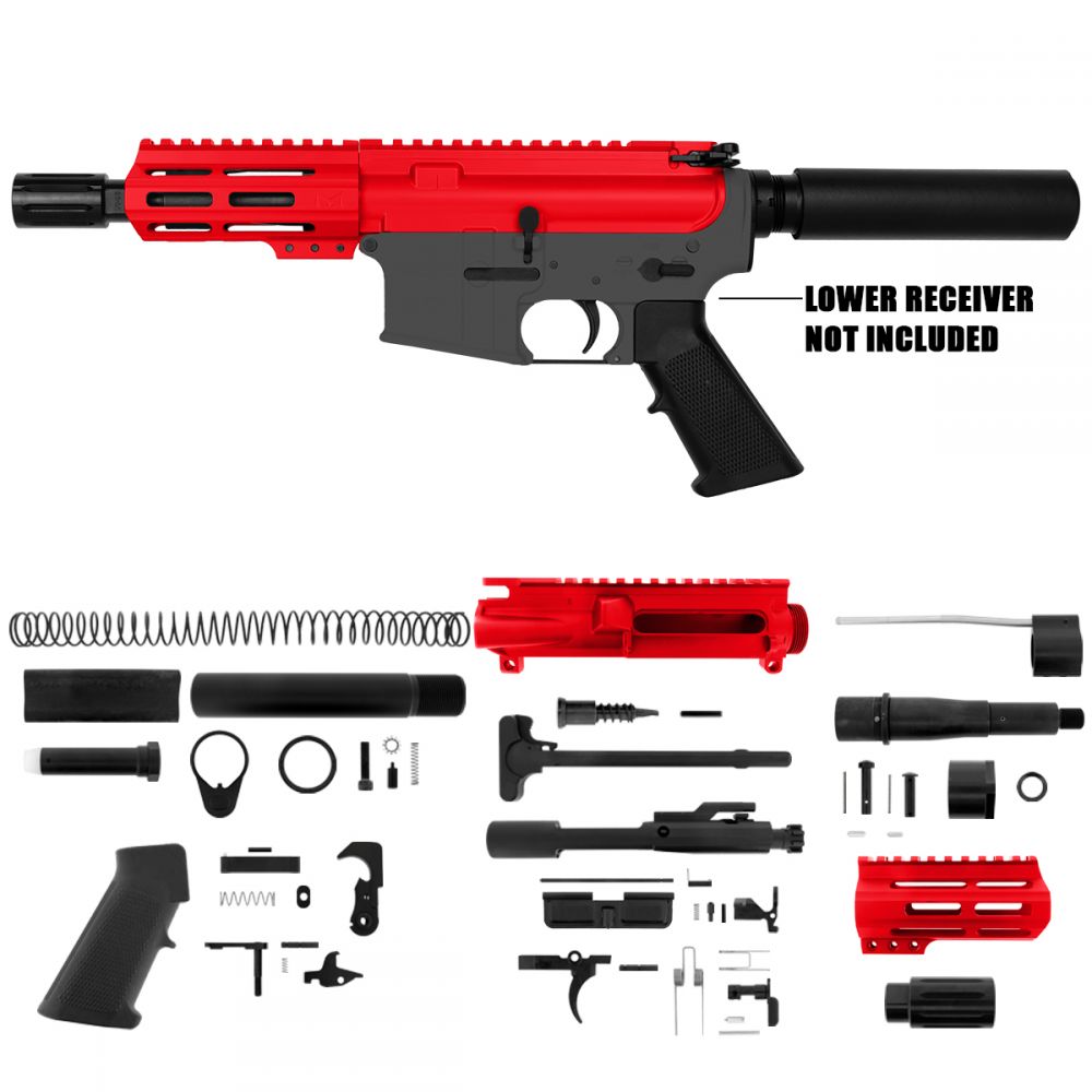 AR15 Micro Pistol Build Kit 556 NATO Red
