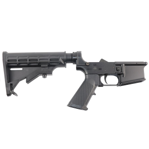 AR-15 Completed Lower Receiver with Adjustable M4 Stock & Hellfighter California Compliant Magazine Lock Installed