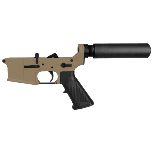 AR-15 Completed Lower Receiver with Pistol Buffer Tube Assembly & Lower Parts Installed-FDE