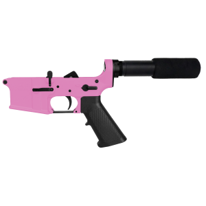 AR-15 Completed Lower Receiver with Pistol Buffer Tube Assembly & Lower Parts Installed - Sig Pink