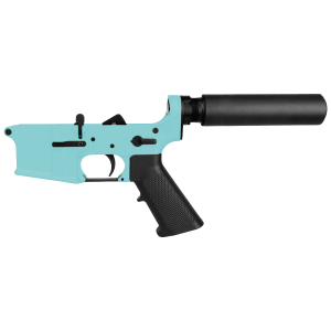 AR-15 Completed Lower Receiver with Pistol Buffer Tube Assembly & Lower Parts Installed - Robins Egg Blue