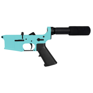 AR-15 Completed Lower Receiver with Pistol Buffer Tube Assembly & Lower Parts Installed - Robins Egg Blue