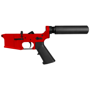 AR-15 Completed Lower Receiver with Pistol Buffer Tube Assembly & Lower Parts Installed- Cerakote Red