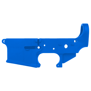 AR-15 Lower Receiver Stripped With ABC Logo / USA Flag Engraved - NRA Blue