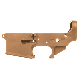 AR-15 Lower Receiver Stripped With ABC Logo / USA Flag Engraved - Burnt Bronze