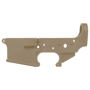 AR-15 Lower Receiver Stripped With ABC Logo / USA Flag Engraved - Magpul FDE