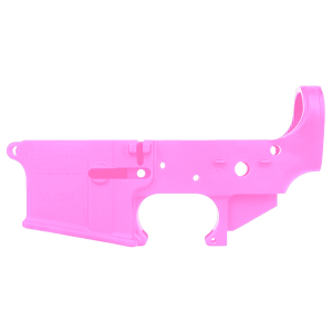 AR-15 Lower Receiver Stripped With ABC Logo / USA Flag Engraved - SIg Pink