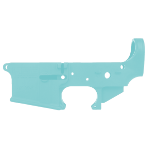 AR-15 Lower Receiver Stripped With ABC Logo / USA Flag Engraved - Robins Egg Blue 