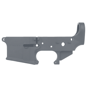AR-15 Lower Receiver Stripped With ABC Logo / USA Flag Engraved - Sniper Grey