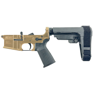 AR-15 Completed Lower Receiver with Adjustable SB Tactical Brace Assembly & Lower Parts Installed - Burnt Bronze