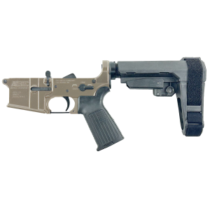 AR-15 Completed Lower Receiver with Adjustable SB Tactical Brace Assembly & Lower Parts Installed - Flat Dark Earth