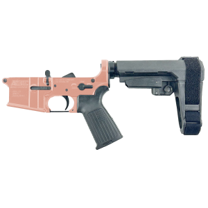 AR-15 Completed Lower Receiver with Adjustable SB Tactical Brace Assembly & Lower Parts Installed - Rose Gold