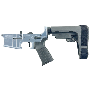 AR-15 Completed Lower Receiver with Adjustable SB Tactical Brace Assembly & Lower Parts Installed - Sniper Gray