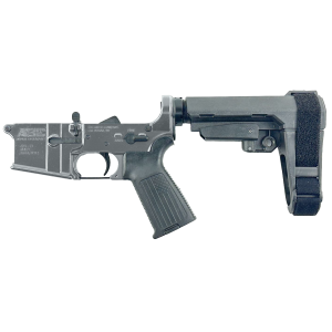 AR-15 Completed Lower Receiver with Adjustable SB Tactical Brace Assembly & Lower Parts Installed - Tungsten Gray