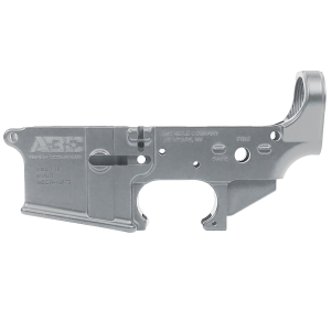 AR-15 Lower Receiver Stripped With ABC Logo - Tungsten Gray