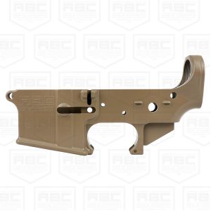 AR-15 Lower Receiver Stripped With ABC Logo / USA Flag Engraved - Magpul FDE