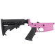 AR-15 Completed Lower Receiver with Adjustable M4 Stock Assembly & Lower Parts Installed - Sig Pink