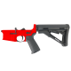 AR-15 Completed Lower Receiver with Collapsible Mil Spec Stock - Red