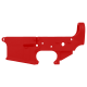 AR-15 Lower Receiver Stripped With ABC Logo / USA Flag Engraved - Stoplight Red 