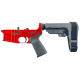 AR-15 Completed Lower Receiver with Adjustable SB Tactical Brace Assembly & Lower Parts Installed - Red