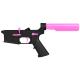 AR-15 Completed Two-Tone Lower Receiver with 6-Position Buffer Tube Assembly & Lower Parts Installed - Black and Sig Pink