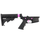 AR-15 Completed Two-Tone Lower Receiver with Adjustable M4 Stock Assembly & Lower Parts Installed - Black and Sig Pink