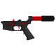 AR-15 Completed Two-Tone Lower Receiver with Pistol Buffer Tube Assembly & Lower Parts Installed - Black and Red