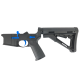 AR-15 Completed Two-Tone Lower Receiver with Collapsible Mil Spec Stock - Black and Flame Blue