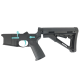 AR-15 Completed Two-Tone Lower Receiver with Collapsible Mil Spec Stock - Black and Robins Egg Blue