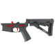 AR-15 Completed Two-Tone Lower Receiver with Collapsible Mil Spec Stock - Black and Red