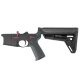 AR-15 Completed Two-Tone Lower Receiver with Adjustable Slim Line Stock- Black and Cranberry Frost