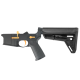 AR-15 Completed Two-Tone Lower Receiver with Adjustable Slim Line Stock- Black and Tequila Sunrise Orange