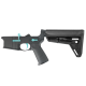 AR-15 Completed Two-Tone Lower Receiver with Adjustable Slim Line Stock- Black and Robins Egg Blue