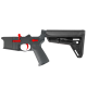 AR-15 Completed Two-Tone Lower Receiver with Adjustable Slim Line Stock- Black and Red