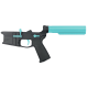 AR-15 Completed Two-Tone Billet Lower Receiver with 6-Position Buffer Tube - Black and Robins Egg Blue