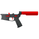 AR-15 Completed Two-Tone Billet Lower Receiver with 6-Position Buffer Tube - Black and Red