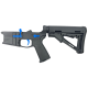 AR-15 Completed Two-Tone Billet Lower Receiver with Collapsible Mil Spec Stock - Black and Flame Blue
