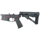 AR-15 Completed Two-Tone Billet Lower Receiver with Collapsible Mil Spec Stock - Black and Cranberry Frost