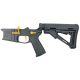 AR-15 Completed Two-Tone Billet Lower Receiver with Collapsible Mil Spec Stock - Black and Gold