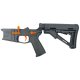 AR-15 Completed Two-Tone Billet Lower Receiver with Collapsible Mil Spec Stock - Black and Hunter Orange