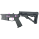 AR-15 Completed Two-Tone Billet Lower Receiver with Collapsible Mil Spec Stock - Black and Sig Pink