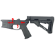 AR-15 Completed Two-Tone Billet Lower Receiver with Collapsible Mil Spec Stock - Black and Red