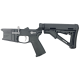 AR-15 Completed Two-Tone Billet Lower Receiver with Collapsible Mil Spec Stock - Black and Glacier Silver