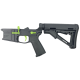 AR-15 Completed Two-Tone Billet Lower Receiver with Collapsible Mil Spec Stock - Black and Zombie Green