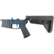 AR-15 Completed Two-Tone Billet Lower Receiver with Collapsible Slim Mil Spec Stock - Black and Flame Blue