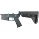 AR-15 Completed Two-Tone Billet Lower Receiver with Collapsible Slim Mil Spec Stock - Black and Robins Egg Blue