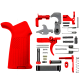 AR-15 Mil Spec Standard Lower Parts Kit w/ USA FLAG Engraved Pistol Grip - Red